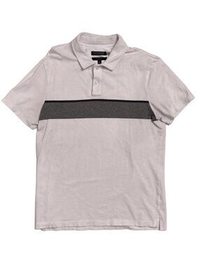 Banana Republic Men’s Polo Shirt Medium White Gray Stripe